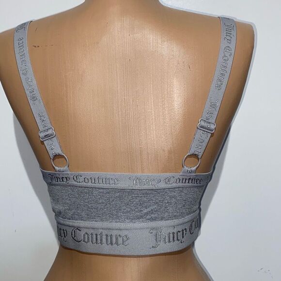 Juicy Couture Women's Gray Heather Spell Out Non-Wire Stretch Brallette Medium - Picture 5 of 9